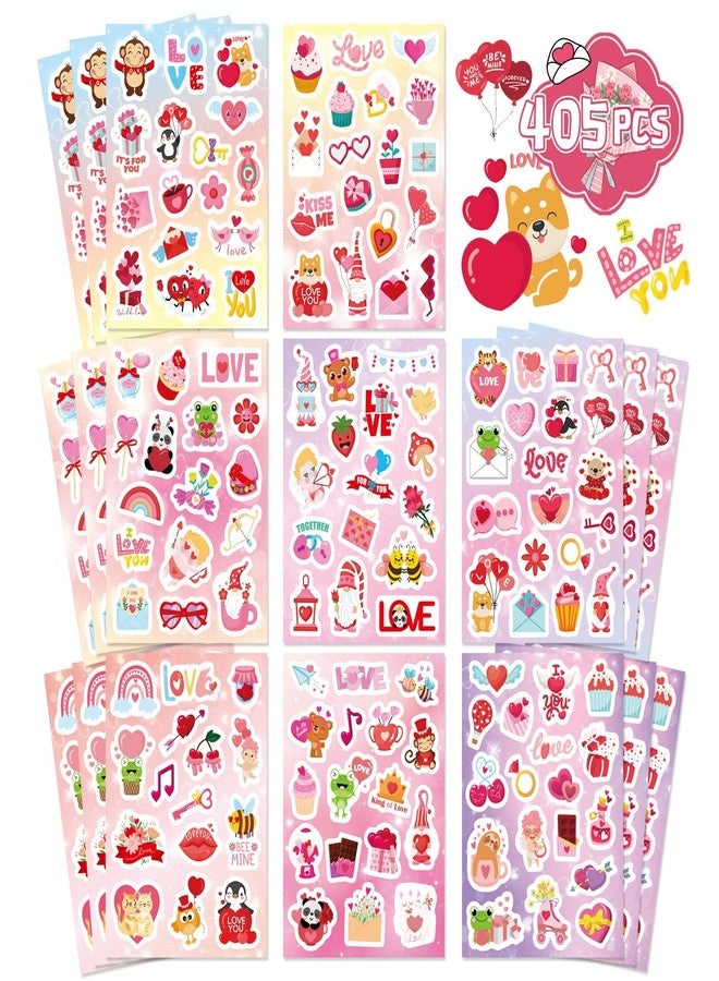 OTAITY Valentine Stickers 405 PCS Love Heart Stickers for Kids, Valentine Party Supplies, Favors, Decorations, Valentines Day Gift Decorations - Image 1